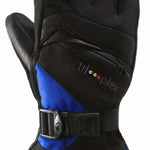 Swany Junior X-Change Glove 2022-2023 - A black glove with blue accents and a strap on the wrist.
