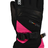 Swany Junior X-Change Glove 2022-2023 - A black glove with a pink palm and thumb, featuring a zippered pocket on the wrist.