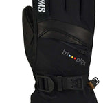 Swany Junior X-Change Glove 2022-2023 - Black glove with white logo on wrist strap and black Velcro closure.