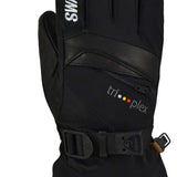 Swany Junior X-Change Glove 2022-2023 - Black glove with white logo on wrist strap and black Velcro closure.