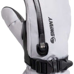 Swany Women's Arctic Mitten 2024 - A white mitten with a black zipper on the back.