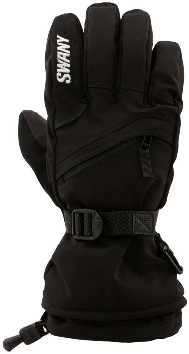 Swany Women's X-Over Glove 2.2 2024 - Black glove with white embroidered logo on the wrist and thumb.