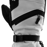 Swany Ladies X-Over Mitt 2.2 2023-2024 - A pair of mittens with a black strap and buckle on the wrist, featuring a white and grey color scheme.