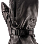Swany Legend Mitten 2022-2023 - A black mitten with a zipper on the side and a strap that goes around the wrist.