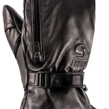 Swany Legend Mitten 2022-2023 - A black mitten with a zipper on the side and a strap that goes around the wrist.
