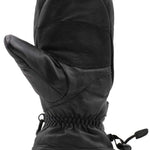 Swany Legend Mitten 2022-2023 - A black mitten with a textured leather palm and thumb patch, featuring a quilted pattern on the back.