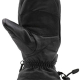 Swany Legend Mitten 2022-2023 - A black mitten with a textured leather palm and thumb patch, featuring a quilted pattern on the back.