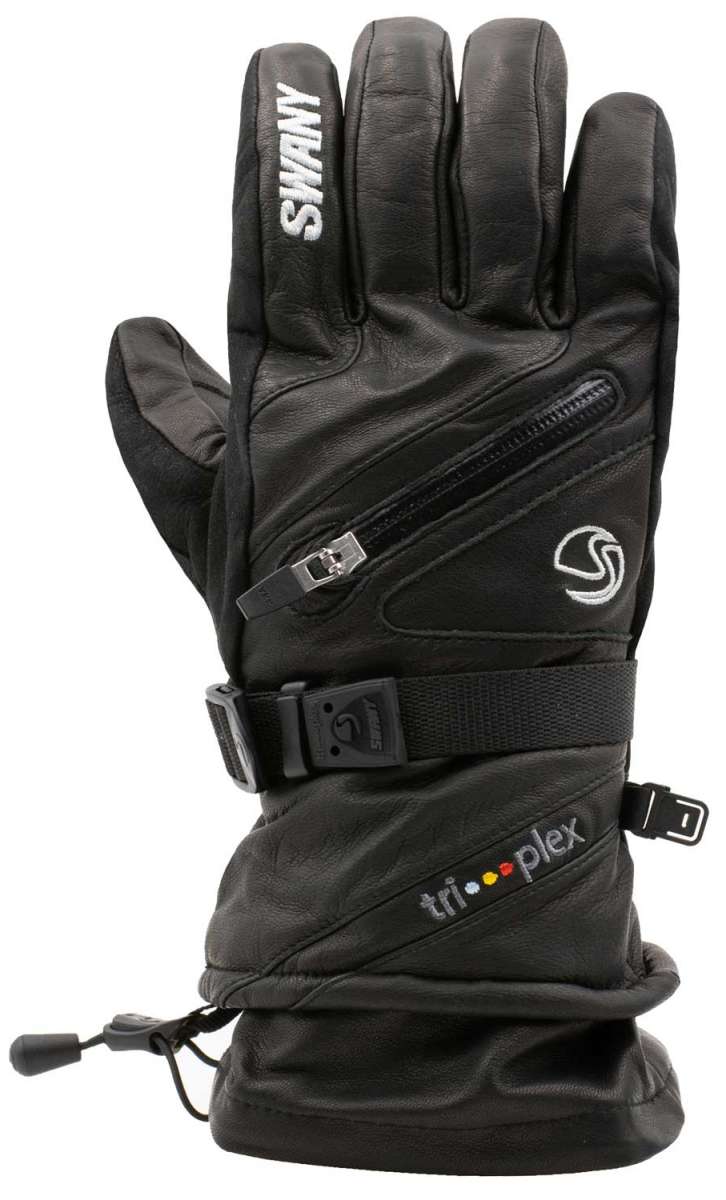 Swany X-Cell Leather Glove 2022-2023 - Black leather glove with white lettering on the back of one hand.