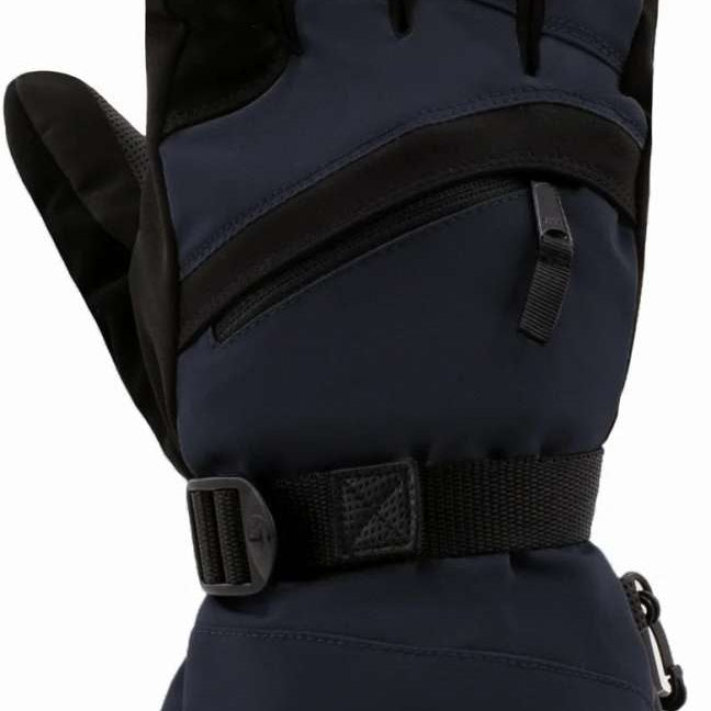 Swany X-Over Gloves 2.2 2023-2024 - A pair of black gloves with a textured palm and thumb, featuring a zippered pocket on the wrist.