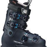 Tecnica Women's Mach 1 LV 95 Ski Boots 2024 - Black ski boots with white lettering and blue accents, featuring a sleek design with a prominent "Mach 1" logo on the side.