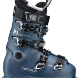 Tecnica Ladies Mach Sport MV 75 Ski Boot 2022-2023 - A dark blue ski boot with white lettering and a black strap at the top.