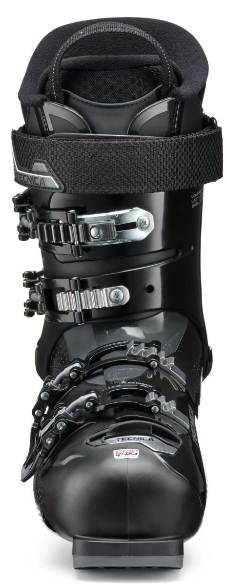 Tecnica Mach Sport HV 70 Ski Boot 2022-2023 - Black ski boot with silver buckles and straps.