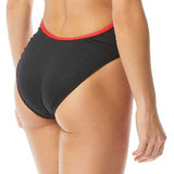 TYR Ladies' Hexa Trinityfit Swimsuit - A black swimsuit with red trim and straps.