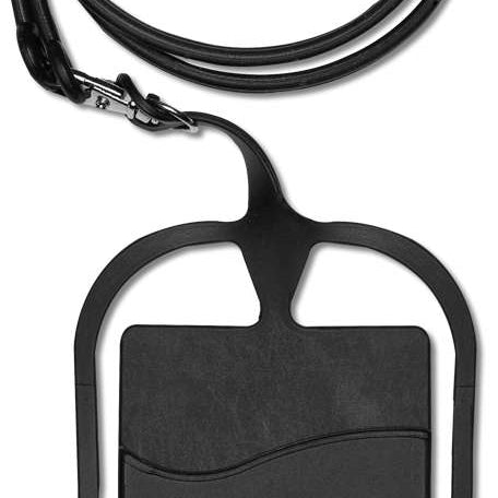 ThirtyTwo 32 Phone Leash 2022-2023 - A black phone leash with a silver clip and a small pocket for storing cards or cash.