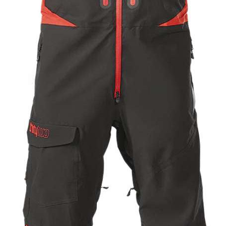 ThirtyTwo Spring Break x Powder Shell Bib 2024 - Black bib with red accents and a zippered fly.