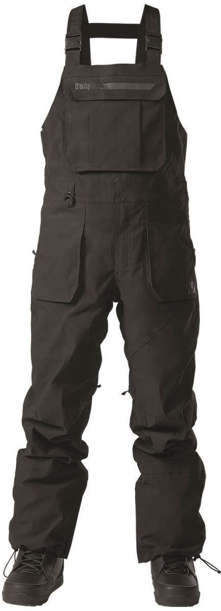 ThirtyTwo Basement Shell Bib Pant 2024 - Black bib pants with adjustable straps and zippered pockets.