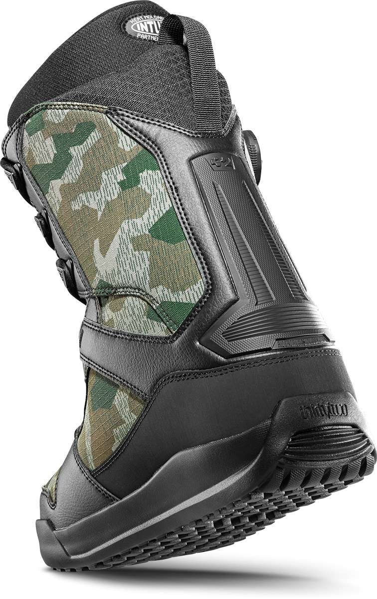 ThirtyTwo Diesel Hybrid Snowboard Boot 2024 - A camouflage-printed boot with a black sole and laces, featuring a strap on the side.