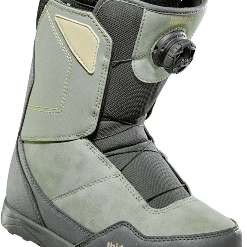 ThirtyTwo Women's Shifty BOA Snowboard Boot 2024 - A light green snowboard boot with a black BOA dial on the side and a fuzzy gray lining visible inside.