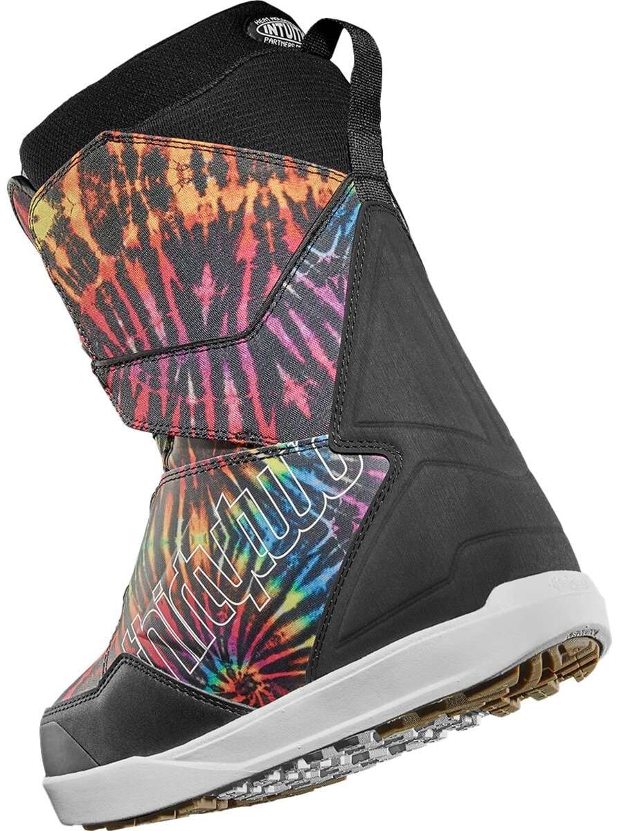 ThirtyTwo Lashed Double BOA x Pat Fava Snowboard Boot 2024 - A black snowboard boot with a tie-dye pattern on the side and a white logo that reads "LASHED".