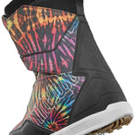 ThirtyTwo Lashed Double BOA x Pat Fava Snowboard Boot 2024 - A black snowboard boot with a tie-dye pattern on the side and a white logo that reads "LASHED".