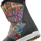 ThirtyTwo Lashed Double BOA x Pat Fava Snowboard Boot 2024 - A black snowboard boot with a tie-dye pattern on the side and a white logo that reads "LASHED".