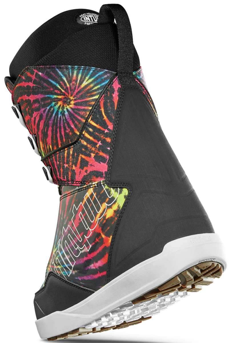 ThirtyTwo Lashed X Pat Fava Snowboard Boot 2024 - A black snowboard boot with a tie-dye pattern on the side and a white logo that reads "LASHED".