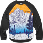 ThirtyTwo Ridelite Long Sleeve Shirt 2024 - A black long-sleeved shirt with a white graphic of mountains and trees on the front.