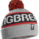 ThirtyTwo Spring Break Pom Beanie 2023 - A gray beanie with a red stripe and white lettering that reads "Spring Break".