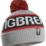 ThirtyTwo Spring Break Pom Beanie 2023 - A gray beanie with a red stripe and white lettering that reads "Spring Break".
