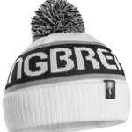 ThirtyTwo Spring Break Pom Beanie 2023 - A white beanie with a gray pom-pom on top and a palm tree logo in the bottom right corner.