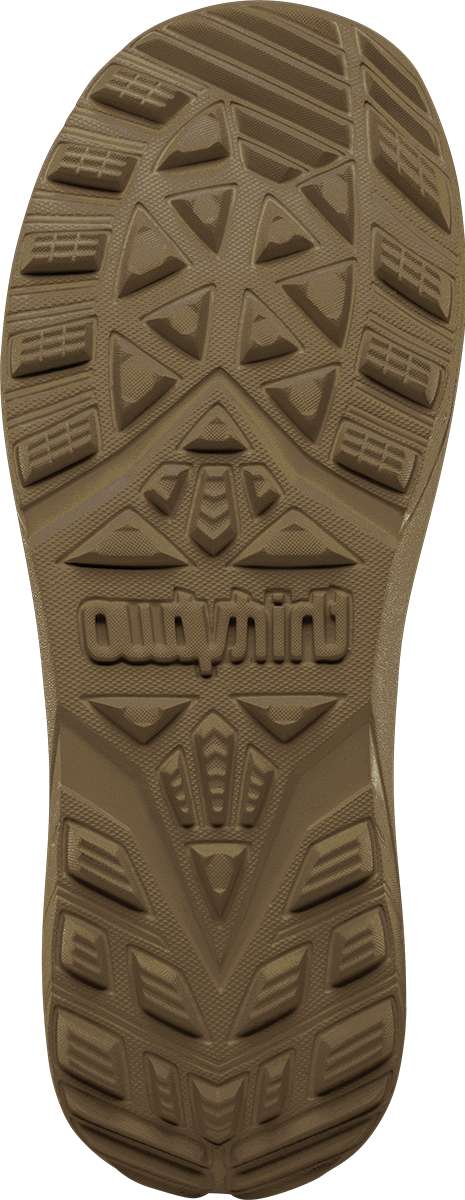 ThirtyTwo Junior's Lashed BOA x Santa Cruz Snowboard Boot 2024 - A brown snowboard boot with a textured rubber outsole and a BOA closure system on the upper.