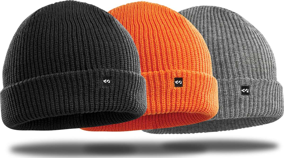 ThirtyTwo Basixx 3pk Beanie 2023 - Three beanies in a row, from left to right: black with white logo, orange with black logo, and gray with white logo.