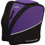 Transpack Edge 43L Boot Bag 2023-2024 - A purple boot bag with a black zipper and white logo on top, featuring two zippered compartments.