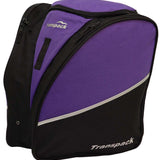 Transpack Edge 43L Boot Bag 2023-2024 - A purple boot bag with a black zipper and white logo on top, featuring two zippered compartments.