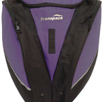 Transpack Edge 43L Boot Bag 2023-2024 - A purple boot bag with a black zipper and handle, featuring a distinctive white stripe on its side.
