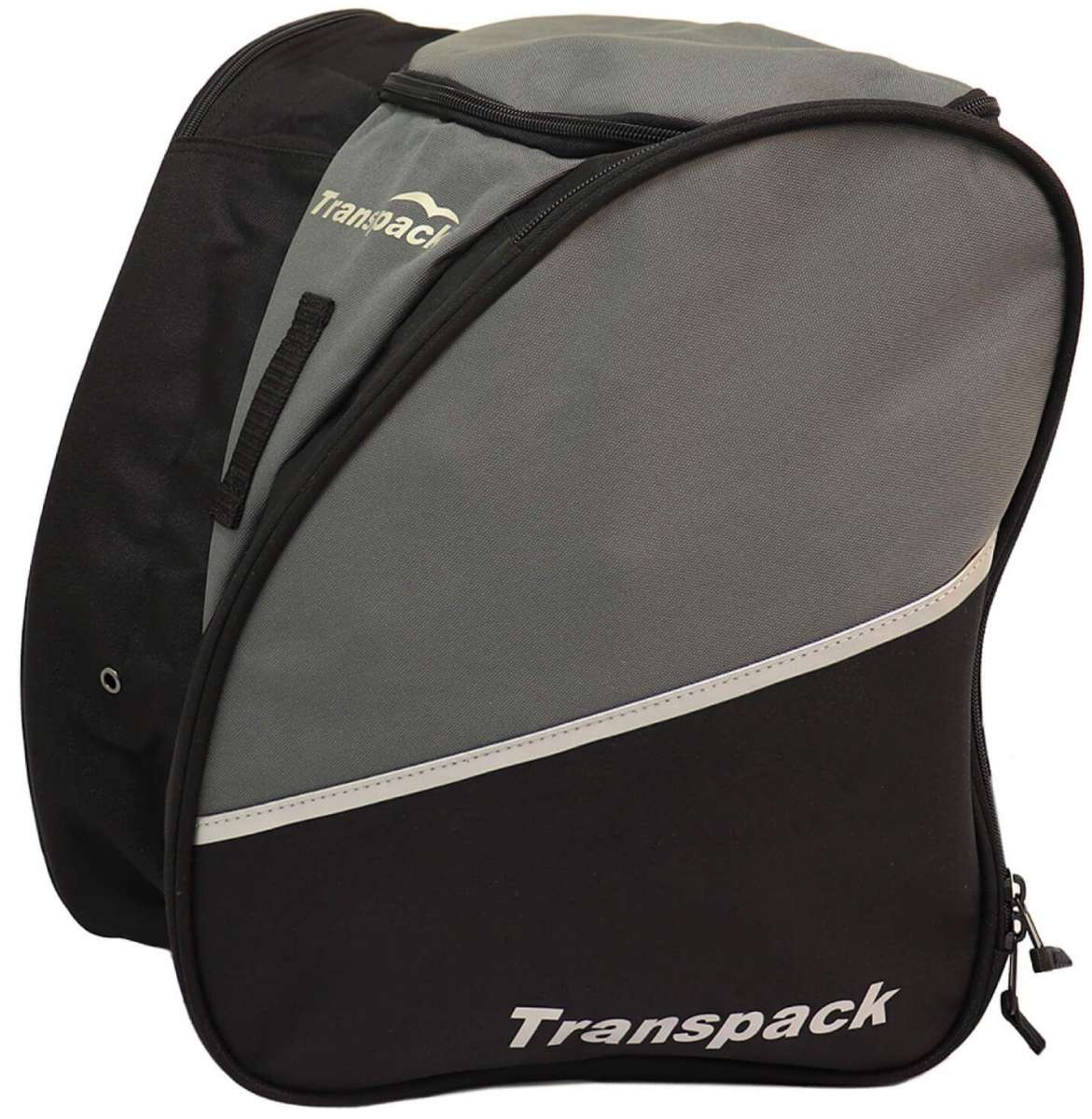 Transpack Edge 43L Boot Bag 2023-2024 - A black boot bag with a zippered top and white lettering on the front.