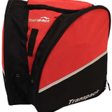 Transpack Edge 43L Boot Bag 2023-2024 - A red and black boot bag with a zippered top and two handles, featuring the brand name "Transpack" in white text on the front.