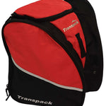 Transpack Edge 43L Boot Bag 2023-2024 - A black boot bag with a zippered top and two smaller pockets on the front, featuring the brand name "Transpack" in white text.