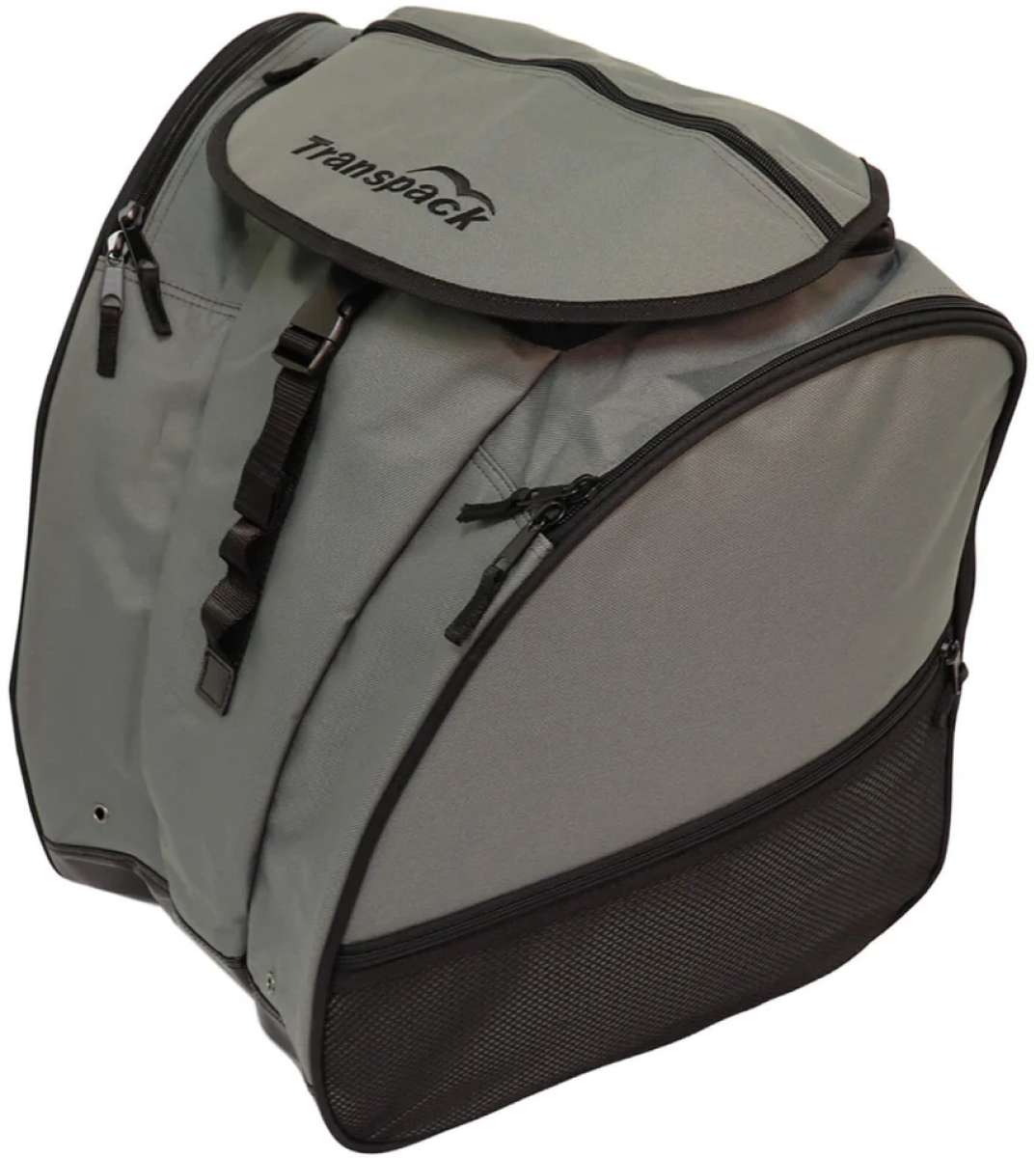 Transpack XTR Boot Bag 2024 - Gray bag with black trim, featuring a zippered top and side pockets.