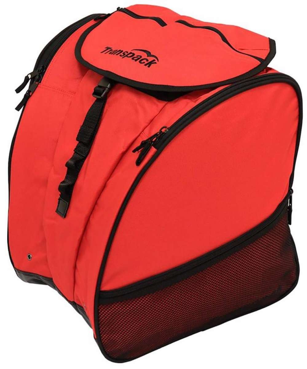 Transpack XTR Boot Bag - A red boot bag with a black zipper and handle, featuring a mesh pocket on the side.