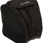 Transpack XTR Boot Bag 2024 - Black boot bag with zippered compartments and mesh pockets on front.