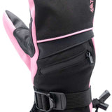 Treviso Junior Blaze Mitten 2023 - Mittens are black with pink accents and a pink logo on the back of one mitten.