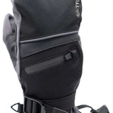 Treviso Junior Blaze Mitten 2023 - A black mitten with a gray stripe on the wrist strap and a small logo near the cuff.