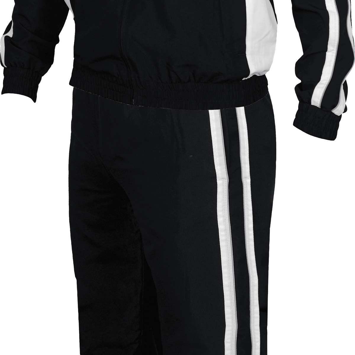 Arena Juniors Tribal Warm Up Set 2014 - Black set with white tribal print on chest and sleeves, featuring a zip-up jacket and matching pants.