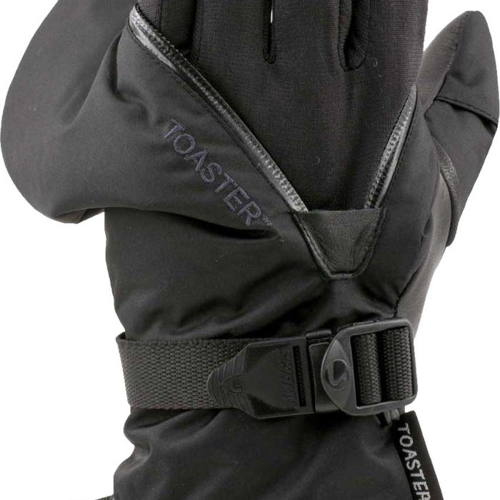 Swany Arctic toaster mitt with black palm, front closure strap and logo patch