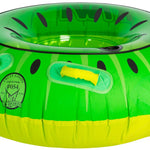 HO Sports Kiwi Inflatable Tube - This green tube has a kiwi pattern and black handles on both sides.