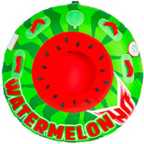 HO Sports Watermelon Inflatable Tube - Green watermelon with black seeds and red rind.