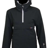 Turbine Baker Insulated Anorak Jacket 2024 - A black jacket with a white zipper and two zippered pockets on the front, featuring a hood and adjustable cuffs.