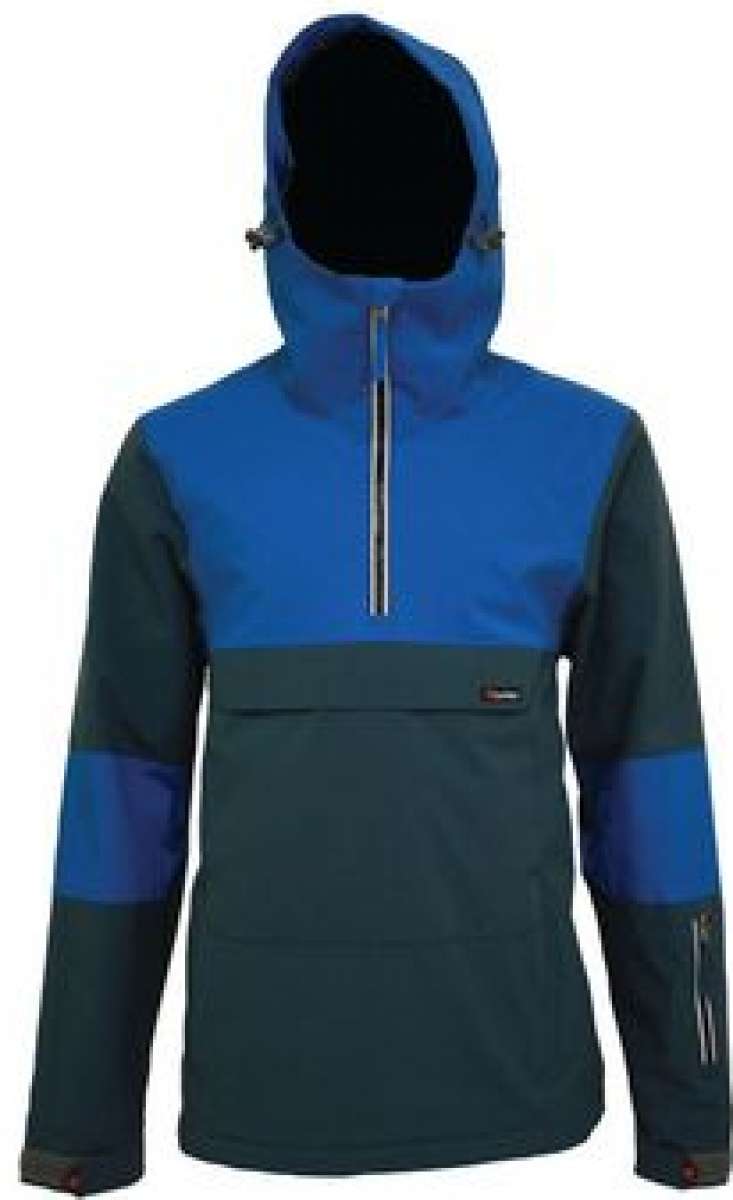 Turbine Baker Insulated Anorak Jacket 2024 - A blue and grey anorak jacket with a hood, featuring a zipper down the front.