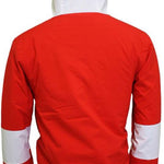 Turbine Baker Insulated Anorak Jacket 2024 - A red jacket with a white stripe on each sleeve and a hood, featuring a zipper closure at the front.